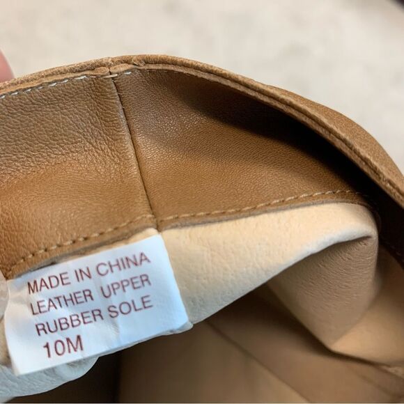 MICHAEL Kors camel brown leather high heel platform slouchy ruched boots Sz 10 - Picture 12 of 13